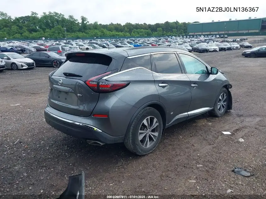 5N1AZ2BJ0LN136367 2020 Nissan Murano Sv Fwd