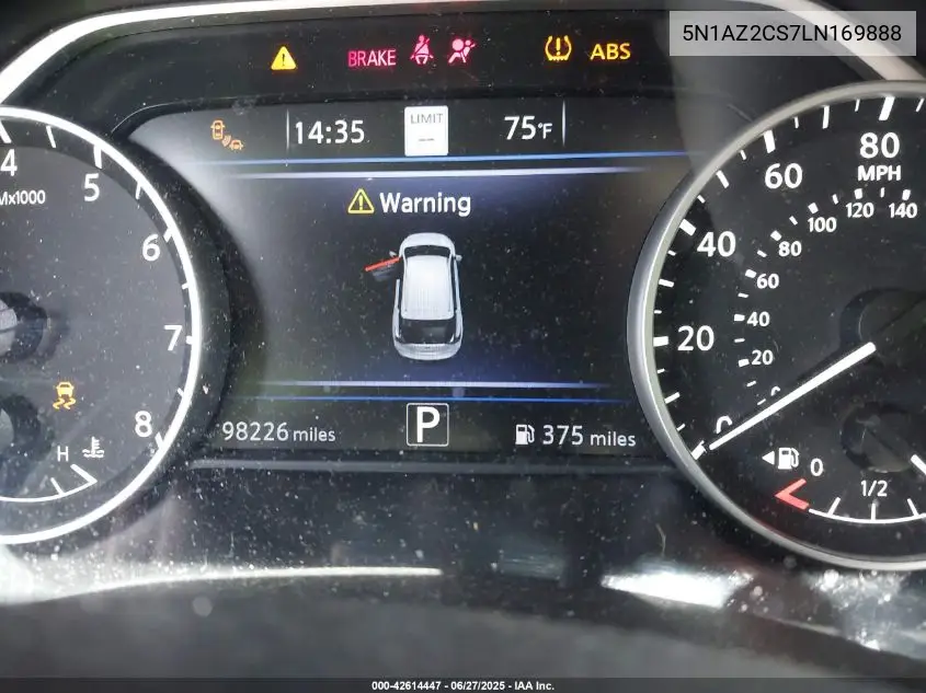 2020 Nissan Murano Sl Intelligent Awd VIN: 5N1AZ2CS7LN169888 Lot: 42614447