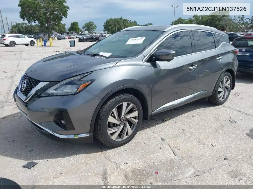 2020 Nissan Murano Sl Fwd VIN: 5N1AZ2CJ1LN137526 Lot: 42649248