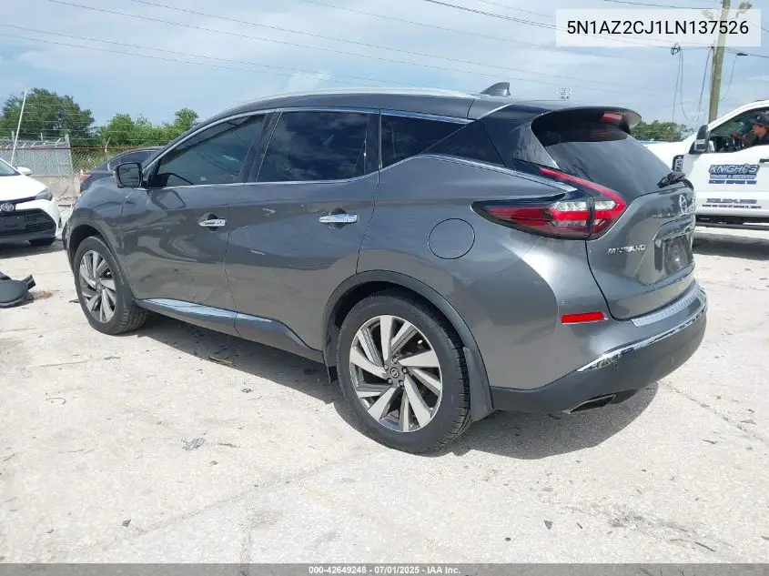 2020 Nissan Murano Sl Fwd VIN: 5N1AZ2CJ1LN137526 Lot: 42649248