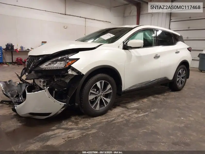 2021 Nissan Murano S Intelligent Awd VIN: 5N1AZ2AS0MC117468 Lot: 42227996