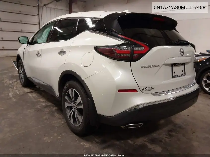 2021 Nissan Murano S Intelligent Awd VIN: 5N1AZ2AS0MC117468 Lot: 42227996