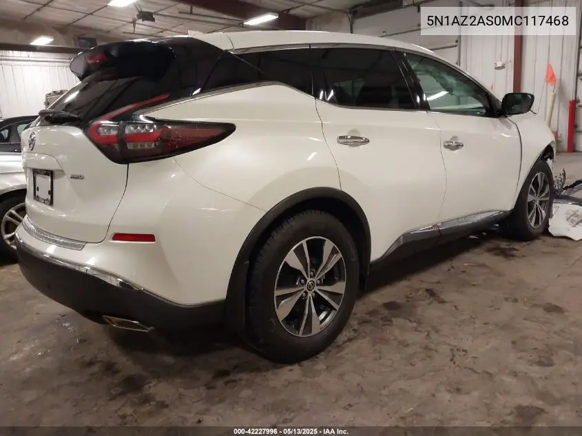 2021 Nissan Murano S Intelligent Awd VIN: 5N1AZ2AS0MC117468 Lot: 42227996