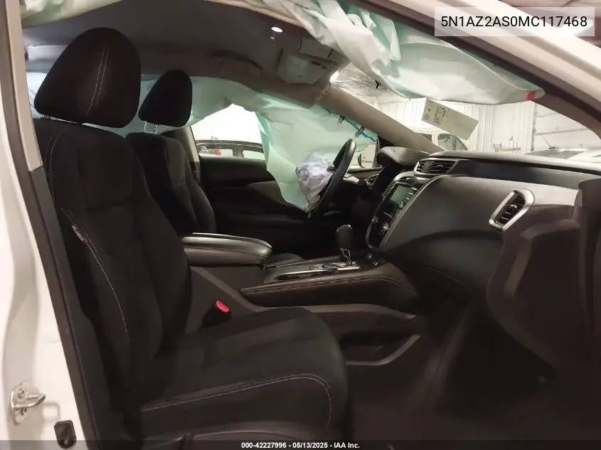2021 Nissan Murano S Intelligent Awd VIN: 5N1AZ2AS0MC117468 Lot: 42227996