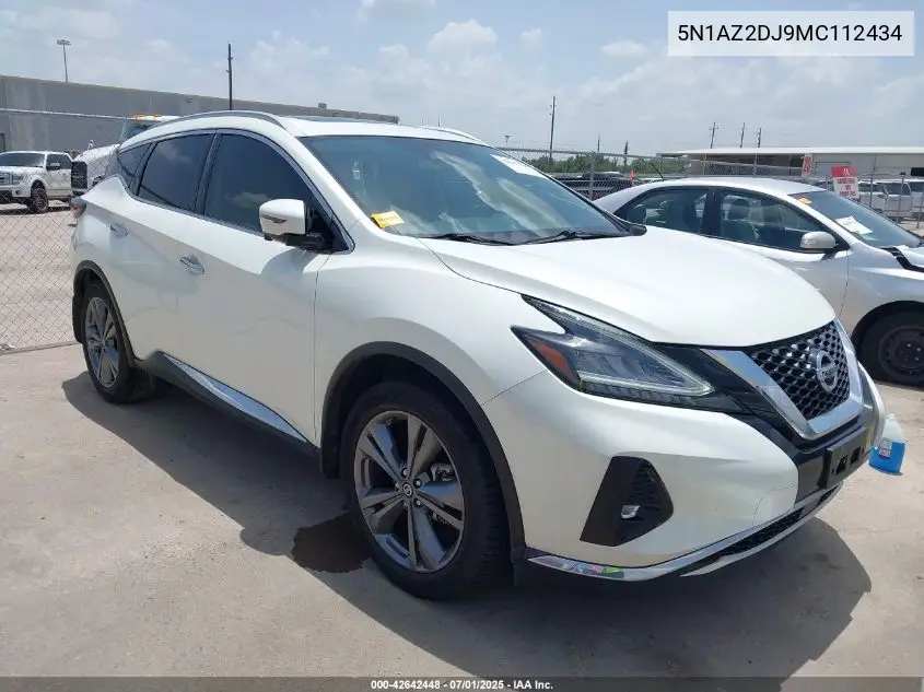2021 Nissan Murano Platinum Fwd VIN: 5N1AZ2DJ9MC112434 Lot: 42642448