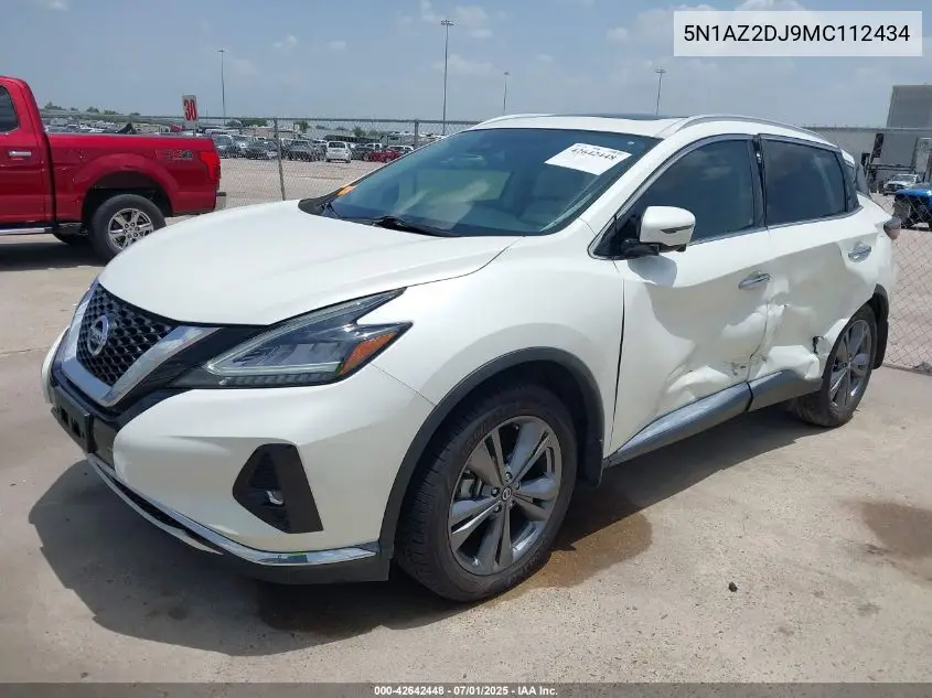 2021 Nissan Murano Platinum Fwd VIN: 5N1AZ2DJ9MC112434 Lot: 42642448