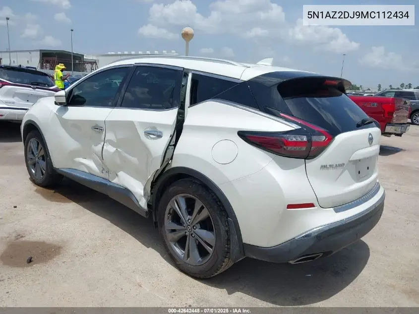 2021 Nissan Murano Platinum Fwd VIN: 5N1AZ2DJ9MC112434 Lot: 42642448