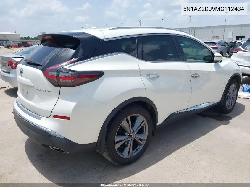 2021 Nissan Murano Platinum Fwd VIN: 5N1AZ2DJ9MC112434 Lot: 42642448