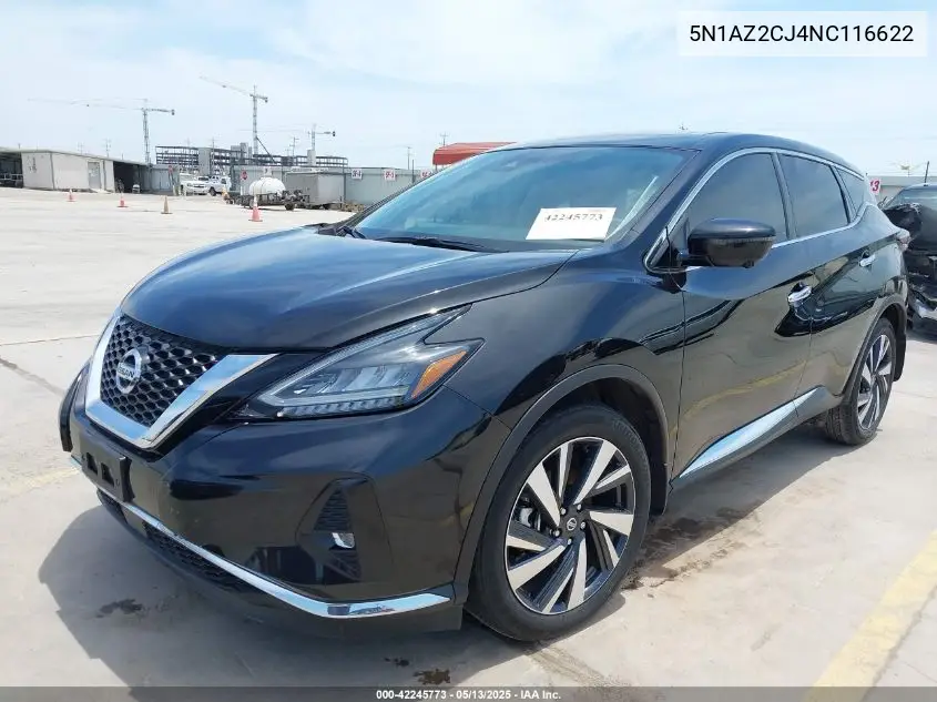 2022 Nissan Murano Sl Fwd VIN: 5N1AZ2CJ4NC116622 Lot: 42245773