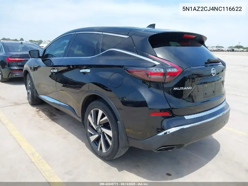 2022 Nissan Murano Sl Fwd VIN: 5N1AZ2CJ4NC116622 Lot: 42245773