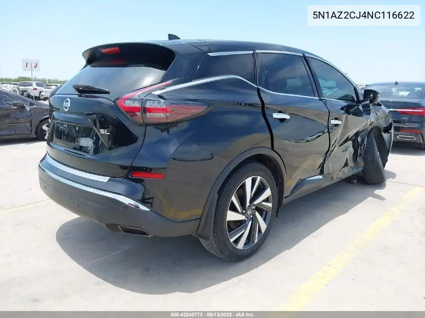 2022 Nissan Murano Sl Fwd VIN: 5N1AZ2CJ4NC116622 Lot: 42245773