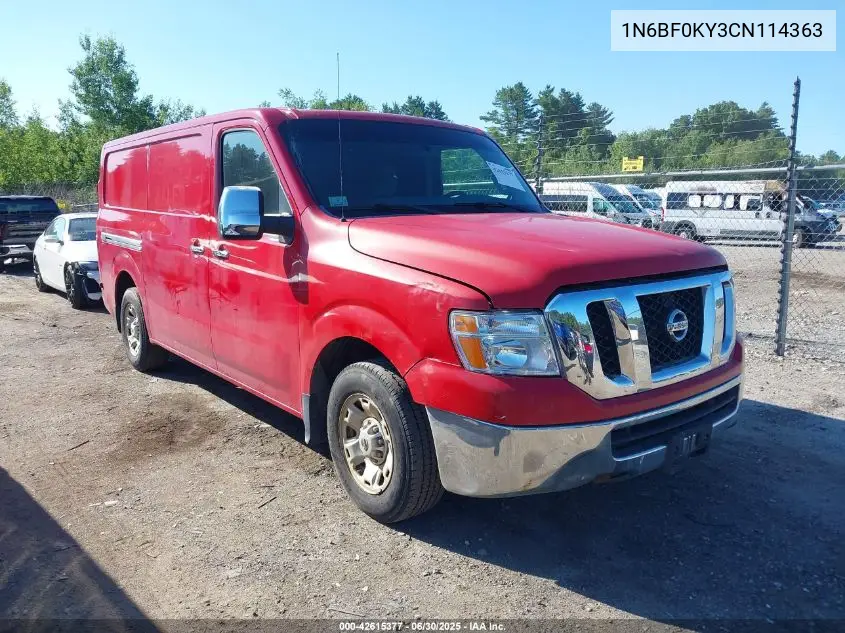 2012 Nissan Nv 1500/2500 VIN: 1N6BF0KY3CN114363 Lot: 42615377