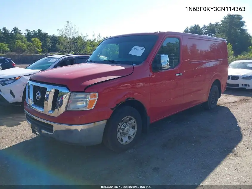 2012 Nissan Nv 1500/2500 VIN: 1N6BF0KY3CN114363 Lot: 42615377