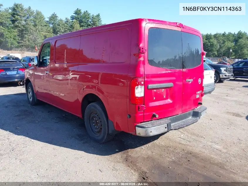 2012 Nissan Nv 1500/2500 VIN: 1N6BF0KY3CN114363 Lot: 42615377