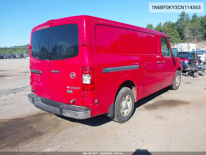 2012 Nissan Nv 1500/2500 VIN: 1N6BF0KY3CN114363 Lot: 42615377