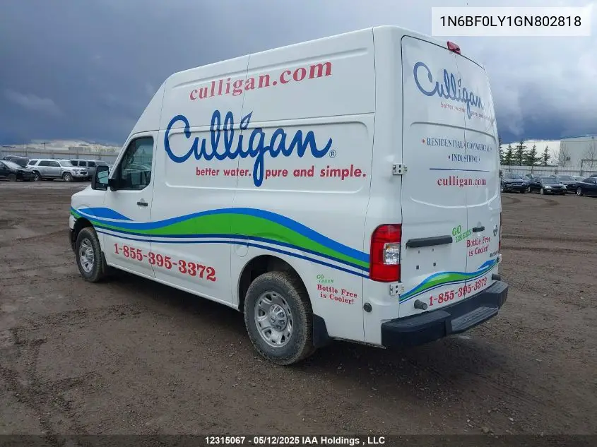 2016 Nissan Nv 2500 S/2500 Sv/2500 Sl VIN: 1N6BF0LY1GN802818 Lot: 12315067