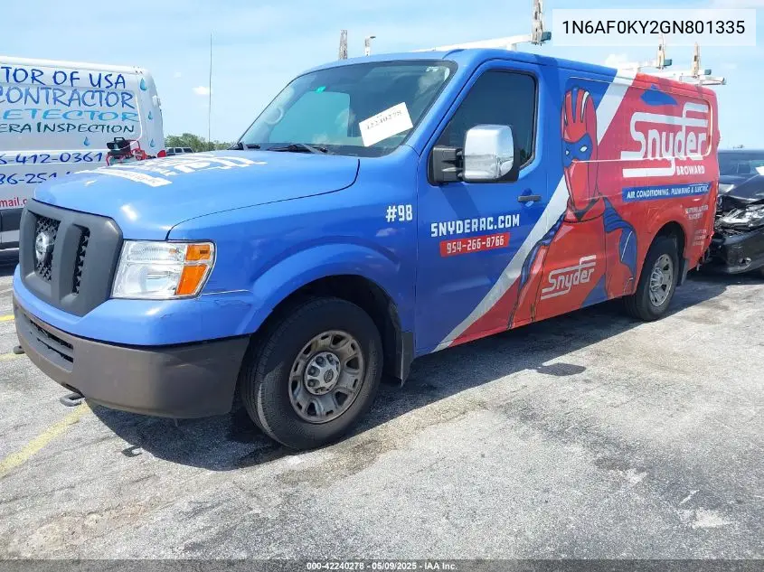 2016 Nissan Nv Cargo Nv2500 Hd Sv V8 VIN: 1N6AF0KY2GN801335 Lot: 42240278