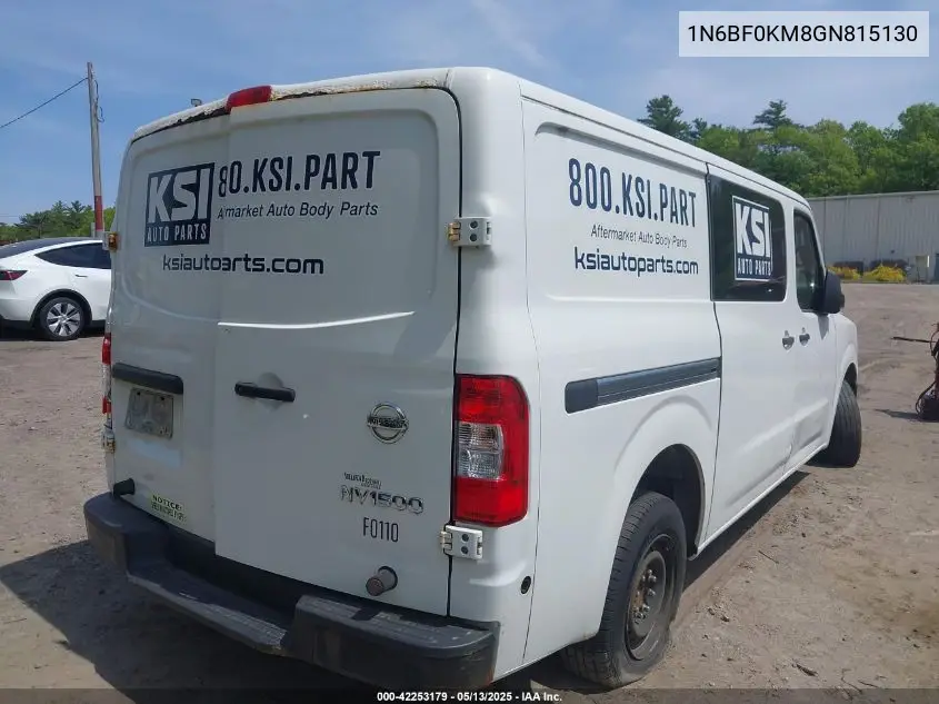 2016 Nissan Nv Cargo Nv1500 S V6 VIN: 1N6BF0KM8GN815130 Lot: 42253179
