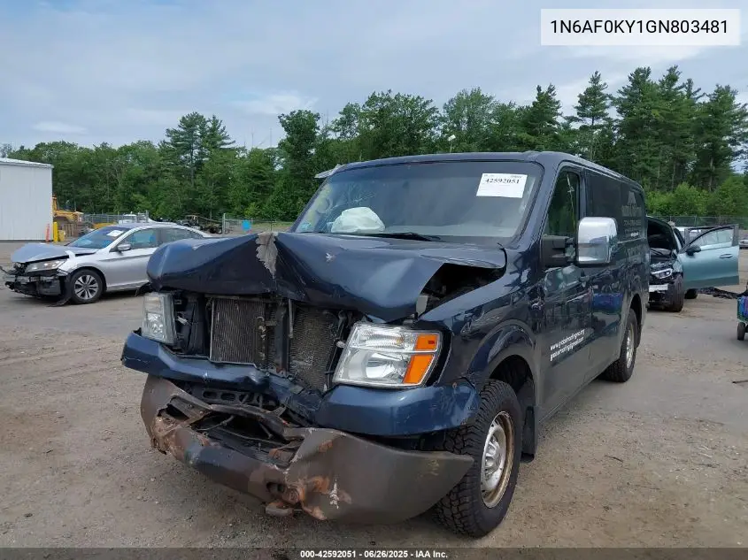 2016 Nissan Nv Cargo Nv2500 Hd S V8 VIN: 1N6AF0KY1GN803481 Lot: 42592051
