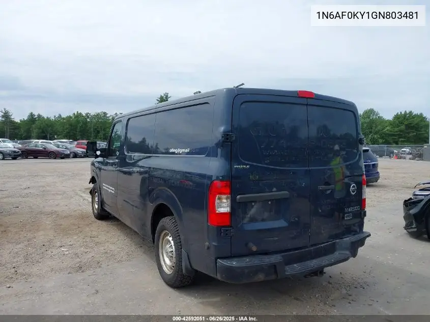 2016 Nissan Nv Cargo Nv2500 Hd S V8 VIN: 1N6AF0KY1GN803481 Lot: 42592051