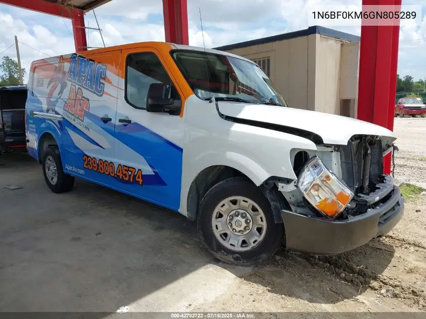 2016 Nissan Nv Cargo Nv1500 S V6/Sv V6 VIN: 1N6BF0KM6GN805289 Lot: 42782722