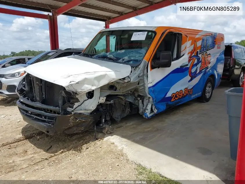 2016 Nissan Nv Cargo Nv1500 S V6/Sv V6 VIN: 1N6BF0KM6GN805289 Lot: 42782722