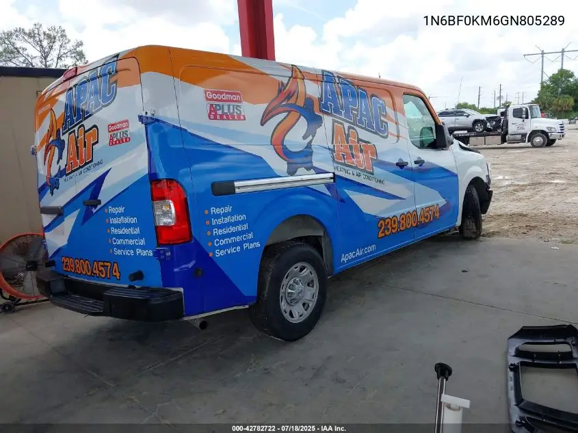 2016 Nissan Nv Cargo Nv1500 S V6/Sv V6 VIN: 1N6BF0KM6GN805289 Lot: 42782722