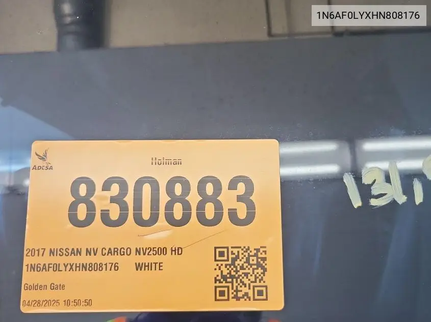 2017 Nissan Nv Cargo Nv2500 Hd Sv V8 VIN: 1N6AF0LYXHN808176 Lot: 42610356