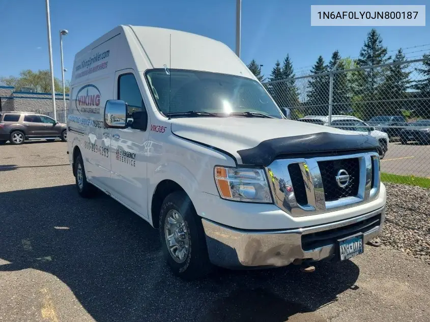 2018 Nissan Nv 2500 S/Sv/2500 Sl/S/Sv/Sl VIN: 1N6AF0LY0JN800187 Lot: 42616058