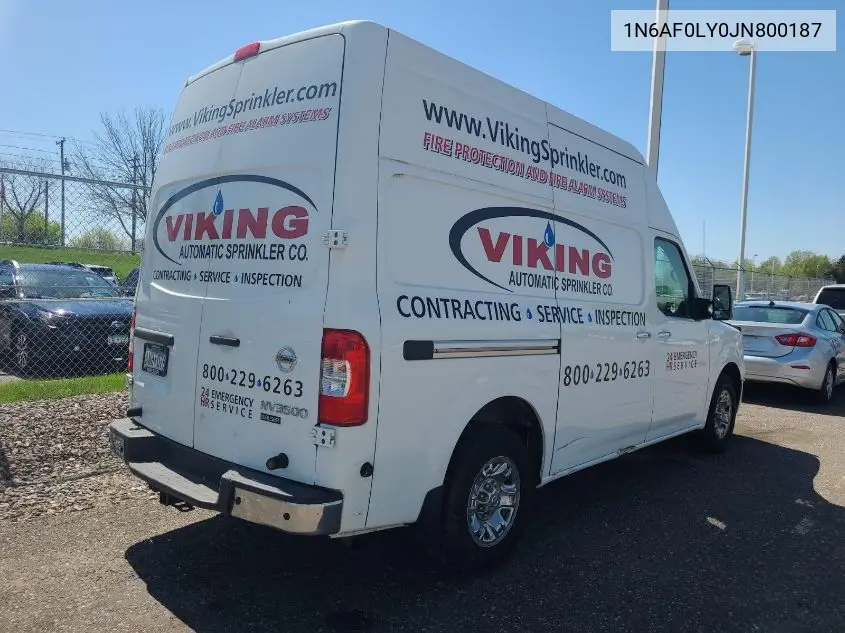 2018 Nissan Nv 2500 S/Sv/2500 Sl/S/Sv/Sl VIN: 1N6AF0LY0JN800187 Lot: 42616058