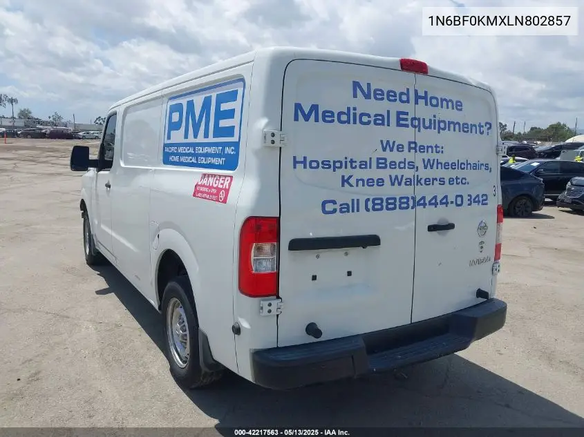 2020 Nissan Nv Cargo Nv1500 S Standard Roof V6 VIN: 1N6BF0KMXLN802857 Lot: 42217563