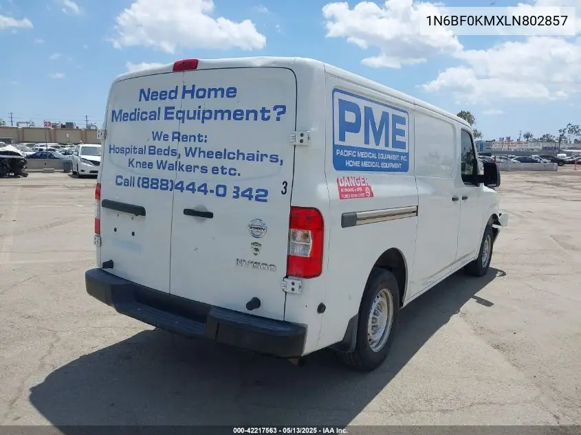 2020 Nissan Nv Cargo Nv1500 S Standard Roof V6 VIN: 1N6BF0KMXLN802857 Lot: 42217563