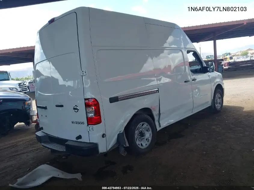 2020 Nissan Nv Cargo Nv2500 Hd Sv High Roof V8 VIN: 1N6AF0LY7LN802103 Lot: 42794953
