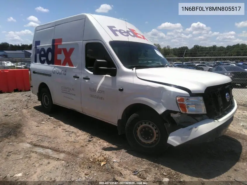 2021 Nissan Nv Cargo Nv2500 Hd S High Roof V6 VIN: 1N6BF0LY8MN805517 Lot: 42722147