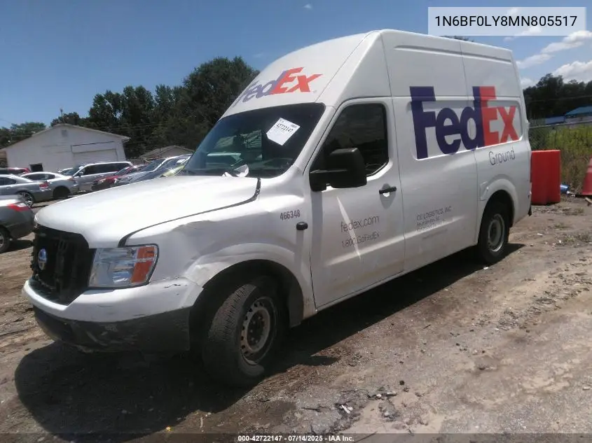 2021 Nissan Nv Cargo Nv2500 Hd S High Roof V6 VIN: 1N6BF0LY8MN805517 Lot: 42722147