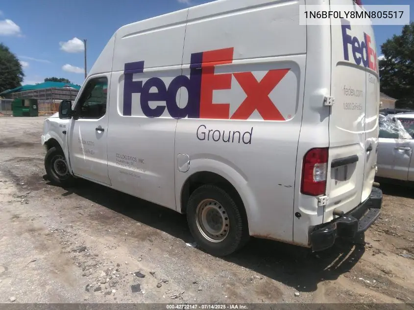 2021 Nissan Nv Cargo Nv2500 Hd S High Roof V6 VIN: 1N6BF0LY8MN805517 Lot: 42722147