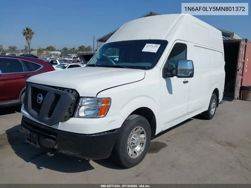 2021 Nissan Nv Cargo Sv High Roof V8 VIN: 1N6AF0LY5MN801372 Lot: 42771334