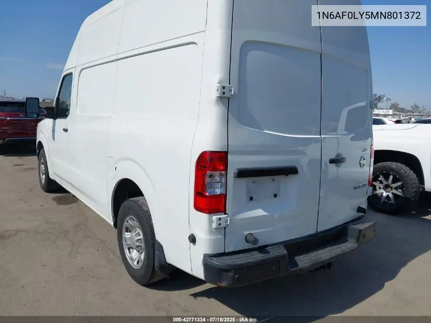 2021 Nissan Nv Cargo Sv High Roof V8 VIN: 1N6AF0LY5MN801372 Lot: 42771334