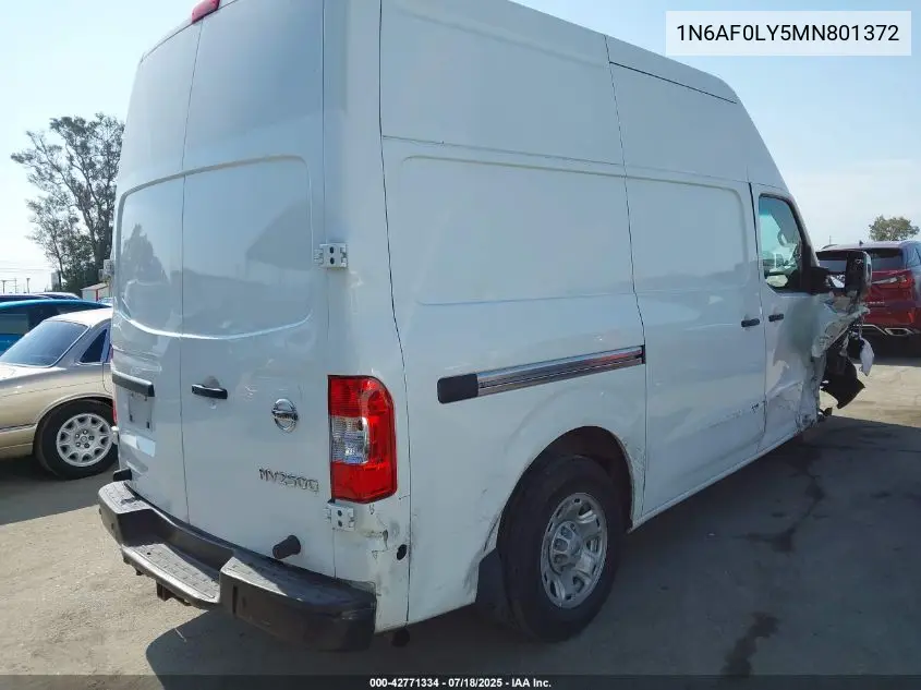 2021 Nissan Nv Cargo Sv High Roof V8 VIN: 1N6AF0LY5MN801372 Lot: 42771334