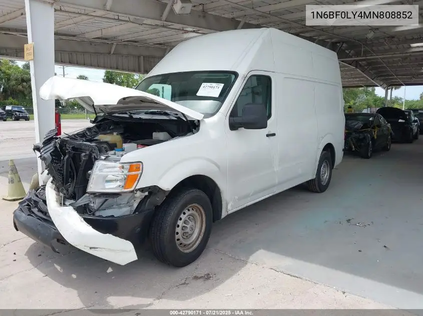 2021 Nissan Nv Cargo Nv2500 Hd S High Roof V6 VIN: 1N6BF0LY4MN808852 Lot: 42790171