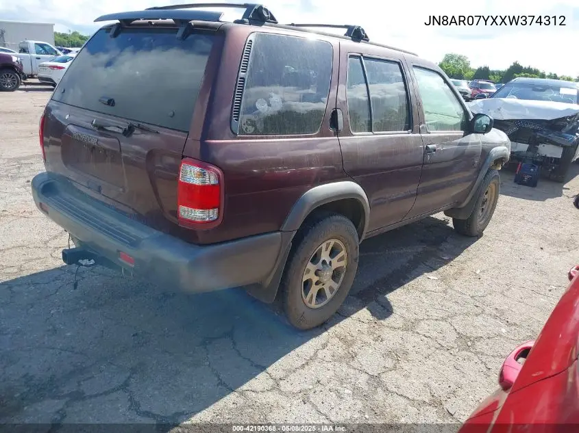 1999 Nissan Pathfinder Le/Se/Xe VIN: JN8AR07YXXW374312 Lot: 42190368