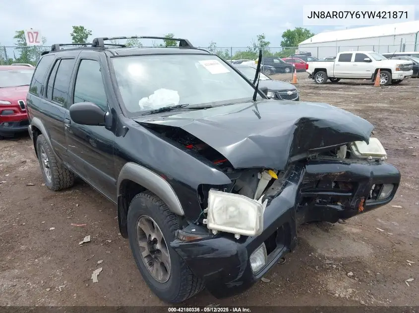 2000 Nissan Pathfinder Le/Se/Xe VIN: JN8AR07Y6YW421871 Lot: 42180336