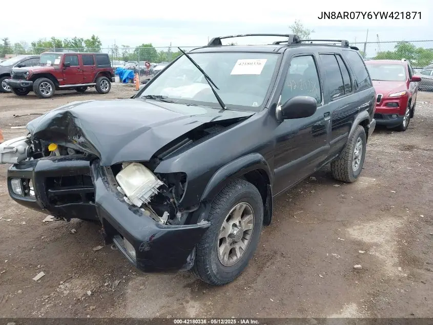 2000 Nissan Pathfinder Le/Se/Xe VIN: JN8AR07Y6YW421871 Lot: 42180336