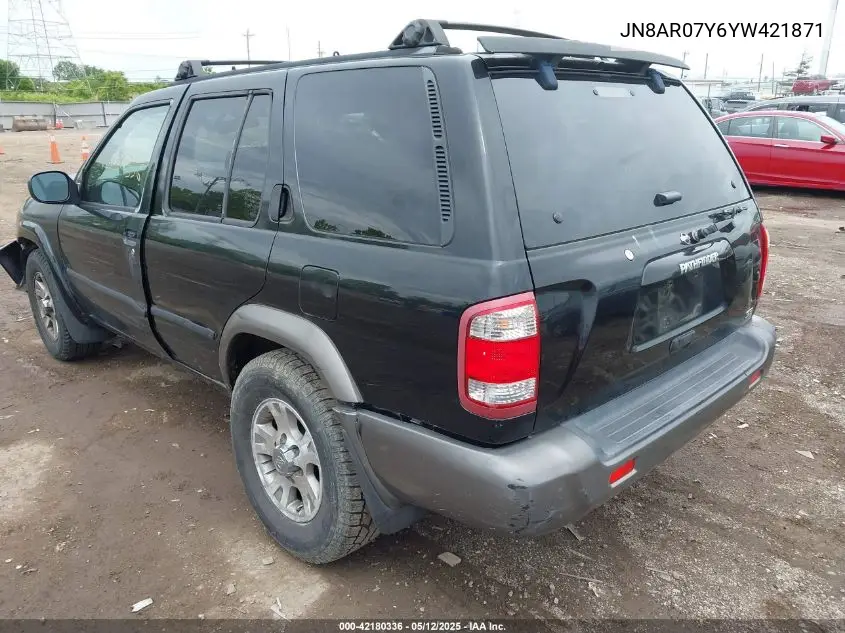 2000 Nissan Pathfinder Le/Se/Xe VIN: JN8AR07Y6YW421871 Lot: 42180336