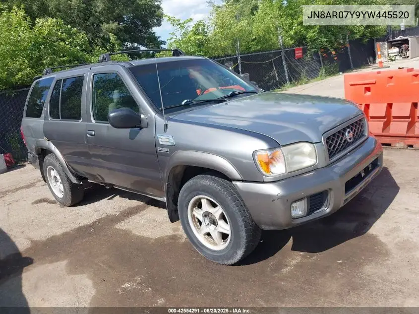 2000 Nissan Pathfinder Le/Se/Xe VIN: JN8AR07Y9YW445520 Lot: 42554291