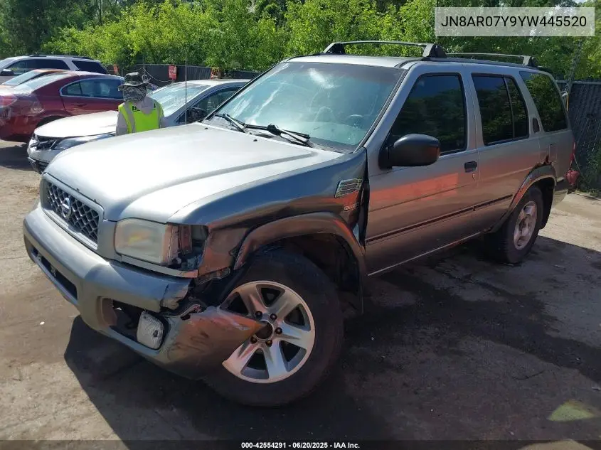 2000 Nissan Pathfinder Le/Se/Xe VIN: JN8AR07Y9YW445520 Lot: 42554291