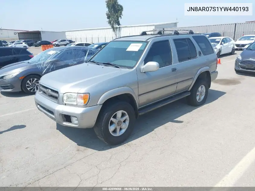 2000 Nissan Pathfinder Le/Se/Xe VIN: JN8AR07S1YW440193 Lot: 42599066