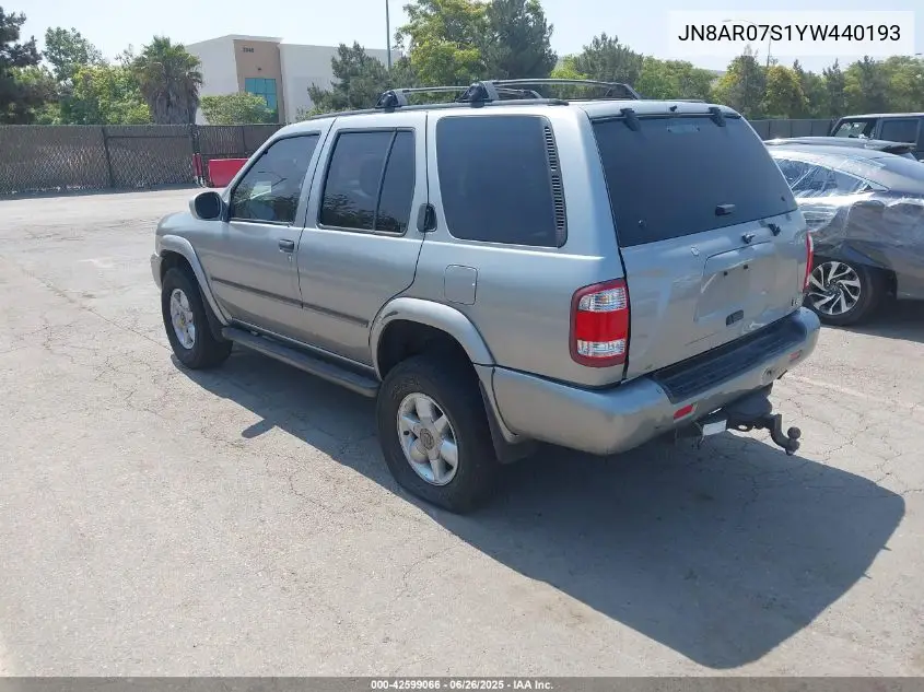 2000 Nissan Pathfinder Le/Se/Xe VIN: JN8AR07S1YW440193 Lot: 42599066
