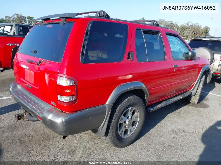 2000 Nissan Pathfinder Le/Se/Xe VIN: JN8AR07S6YW416052 Lot: 42616125