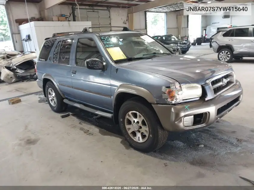 2000 Nissan Pathfinder Le/Se/Xe VIN: JN8AR07S7YW415640 Lot: 42618320